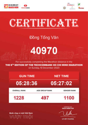 Về đích với thành tích 5:27:00